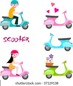 boy and girl on scooter