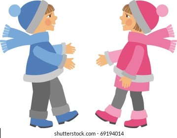 Boy and girl on a walk