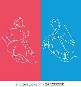 Boy and Girl Outline or Man and Women Outline