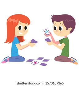 Boy Girl Playing Cards On Floor Stock Vector (Royalty Free) 1573187365 ...