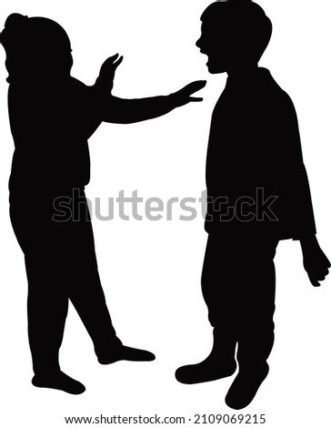 boy and girl playing, silhouette vector
