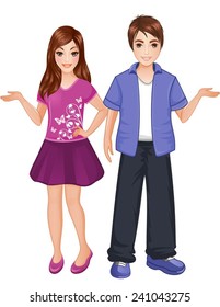 Boy and girl posing together.