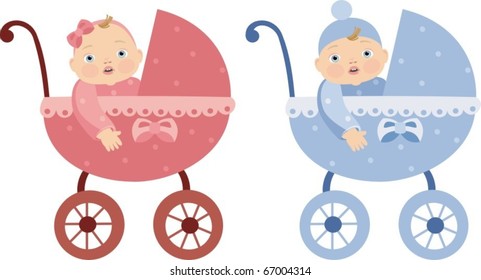 boy and girl in a pram
