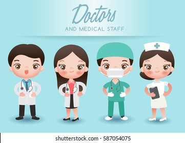 Boy and girl in professional clothing : Medical Staffs : Vector Illustration