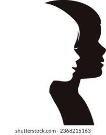 Boy and girl profile silhouette