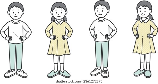 Boy and girl putting their hands on their hips