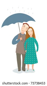 boy and girl in the rain