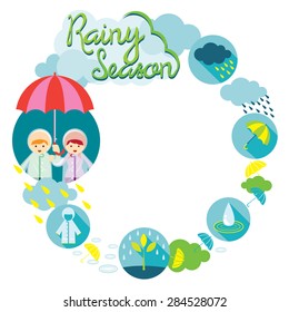 Boy and Girl Rainy Season Frame, Monsoon