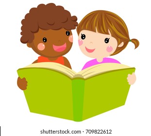 Boy and girl reading