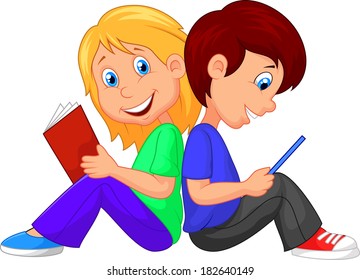 Boy And Girl Reading Book