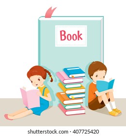 Boy And Girl Reading Book, World Book Day, Back to school, Stationery, Book, Children, Supplies, Educational Subject