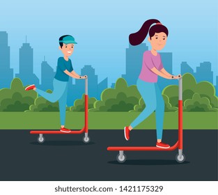 boy and girl riding skateboard exercise