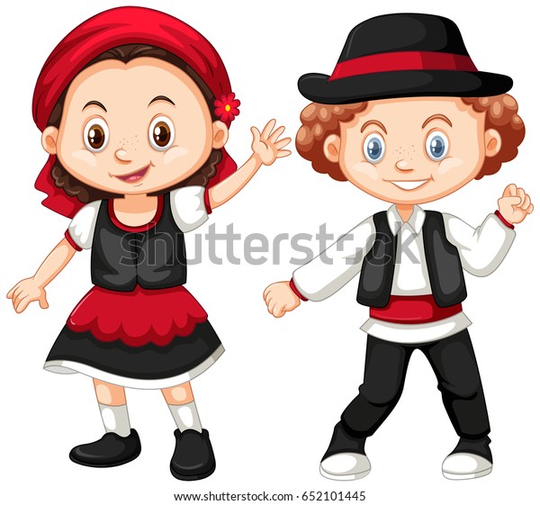 Boy Girl Romania Costume Illustration Stock Vector (Royalty Free ...