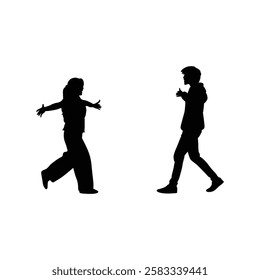 A boy and a girl are running towards each other vector.