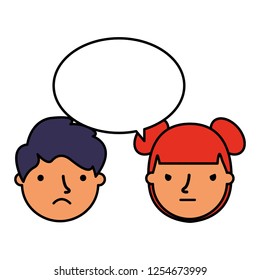 boy and girl sad emotion speech bubble
