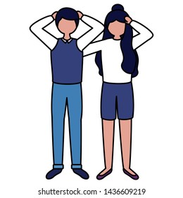 boy and girl with sadness mental depressed vector illustration