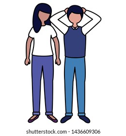 boy and girl with sadness mental depressed vector illustration