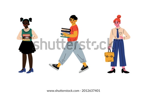 Boy Girl School Bag Walking School Stock Vector (Royalty Free ...