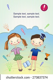 Boy and girl. School and learning. 