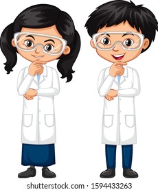 Boy and girl in science gown illustration