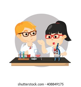 boy and girl scientist 