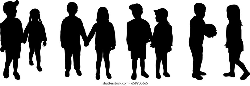 Boy Girl Holding Hands Silhouette Images Stock Photos Vectors Shutterstock