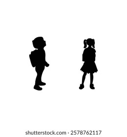  Boy and  Girl silhouette with vector illustration