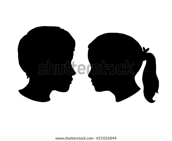 Boy Girl Silhouettes On White Background Stock Vector (Royalty Free ...