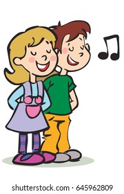 boy and a girl singing