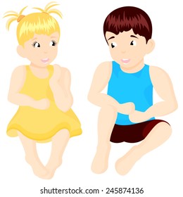 Boy and girl sitting 