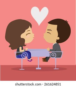 Boy and Girl are sitting for dinner (Vector)