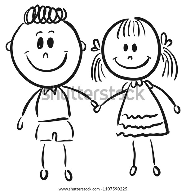 Boy Girl Sketch Vector Illustration Stock Vector Royalty Free
