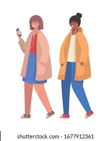 Boy and girl with smartphones design, Youth culture people cool person human profile and user theme Vector illustration