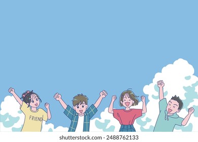 A boy and a girl smiling and pumping their fists