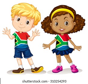 Boy and girl from South Africa illustration