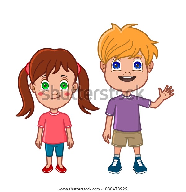 Boy Girl Standing Together Stock Vector (Royalty Free) 1030473925 ...