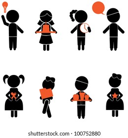 boy girl stick silhouettes for kids, icons, concept and others
