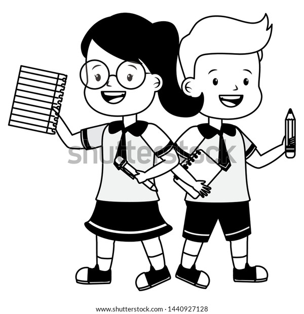 Boy Girl Student Book Sheet Pencil Royalty Free Stock Image