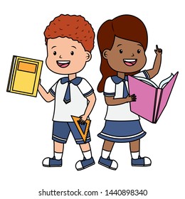 boy and girl student with books back to school vector illustration