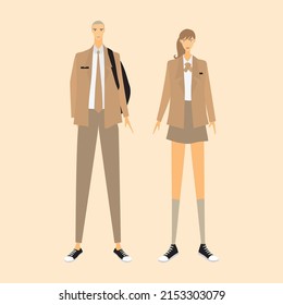 Boy girl students with suit