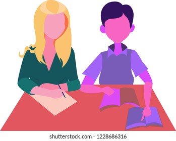 boy and girl students, vector