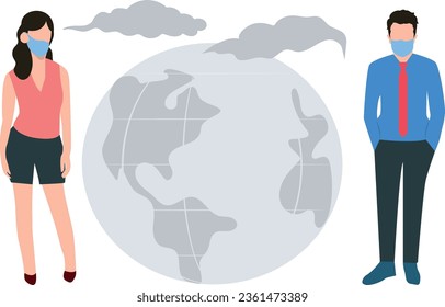 Boy and girl are talking about air pollution in the world.