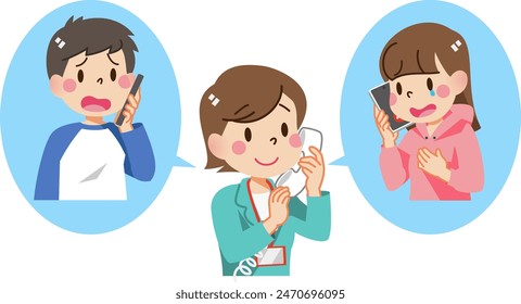 Boy and girl talking to a counselor on the phone