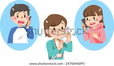 Boy and girl talking to a counselor on the phone