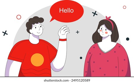 Niño y niña hablando de Ilustración vectorial 