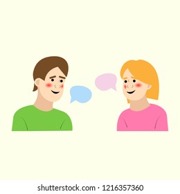 boy and girl talking vector for web