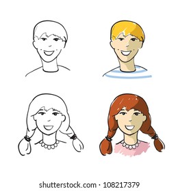 Boy and girl. Teenage age. Vector illustration.