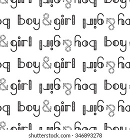 Boy and girl text, vector seamless pattern