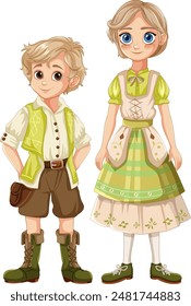 Boy and girl in traditional Bavarian attire