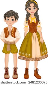 Boy and girl in traditional Bavarian clothing